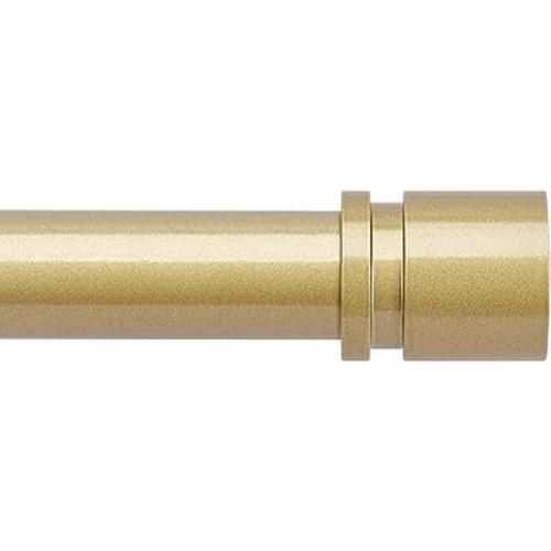 Curtain Rods for Windows 16 to 144 Inches Adjustable Length 1 Inch Diameter Window Curtain Rod with Aluminium Finials, Flash Gold