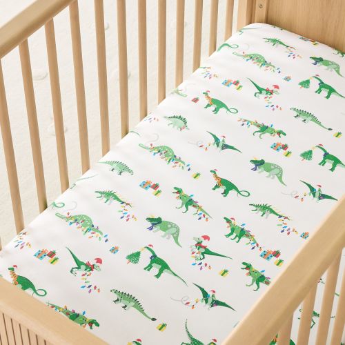 Christmas Dino Crib Fitted Sheet