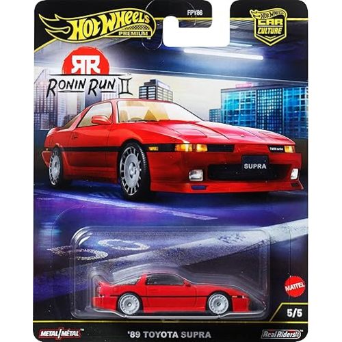 Hot Wheels Premium Car Culture Collectible Toy Car, 1:64 Scale Die-Cast Toyota Supra A70, Ronin Run 2 Vehicle with Real Riders Tires