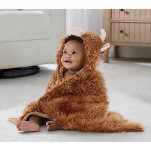 Highland Cow Faux Fur Baby Hooded Towel