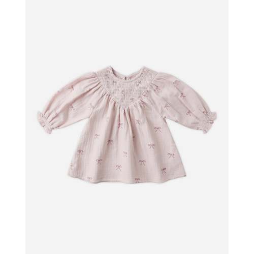 V Smocked Dress || Bows – Quincy Mae