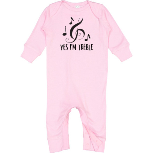 Funny Music Yes Im Treble Gift Baby Romper Coveralls - Pink | Inktastic