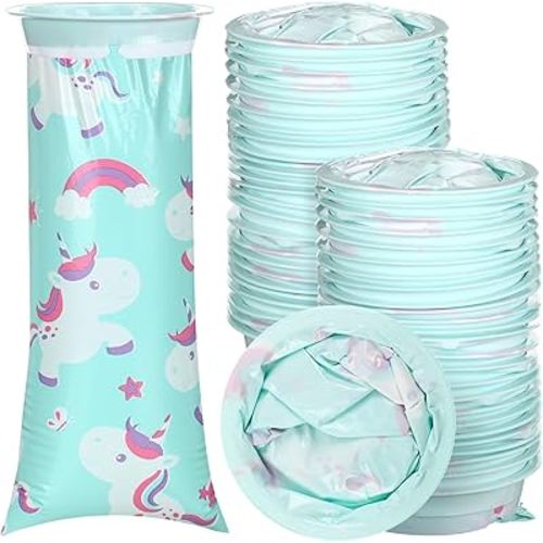 TrelaCo 50 Pack Kids Vomit Bags Disposable Nausea Emesis Travel Bags with Cute Unicorn 1000 ml Leak Proof Self Sealing for Motion Car Bus Sickness Taxis Airplane