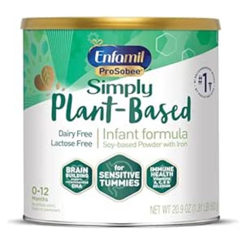 Enfamil Prosobee Plant based Baby Formula, for Sensitive Tummies, Soy-based Plant Sourced Protein, Vitamins for Immune Support, Lactose-free, Milk free, Gluten free, 20.9 Oz Can