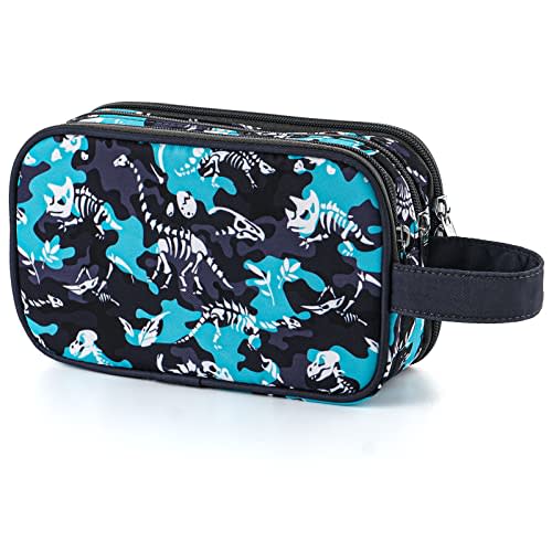 Kids Toiletry Bag for Boys, Travel Toiletry Bag for Little Young Boys Waterproof Hanging Wash Bag Toddler Traveling Toiletries, Dinosaur Black