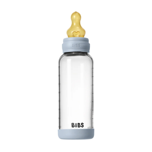 Baby Glass Bottle Set 240ml Latex - Baby Blue
