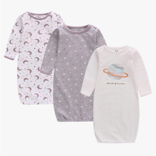Baby Newborn Gown, 3 Packs Baby Sleeping Bag, Long Sleeve Sleep Sack, Cotton Cloths for Newborn Boys Girls 0-12 Months