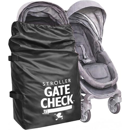 J.L. Childress Gate Check Bag for Single & Some Double Strollers - Travel Bag for Airplane, Fits Most Standard Baby Strollers, Airport Accessories Gate Check, Flying Essentials - Black