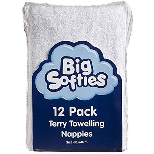 Big Softies Towelling Cotton Nappies 12 Piece Set, White, 12 Count : Amazon.com.au: Baby