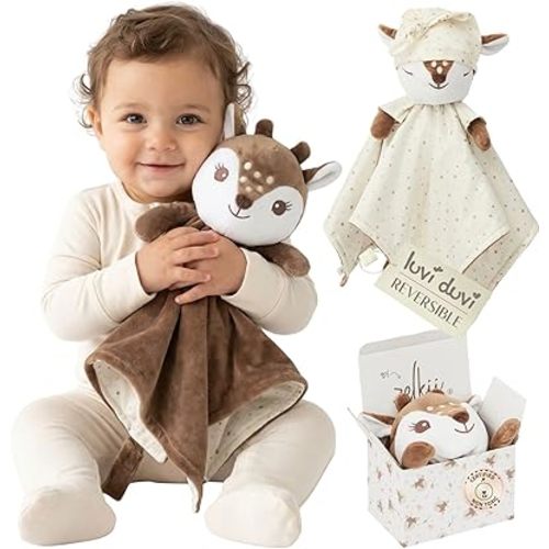 Zelkii Reversible Loveys for Babies, Security Blanket for Babies, Baby Lovey for Girls and Boys for Sleep or Awake.