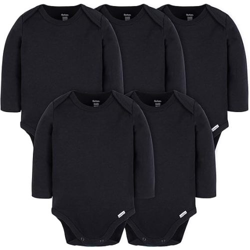 Gerber Unisex Baby Long Sleeve Solid Onesies Multi-pack Interlock 180 Gsm