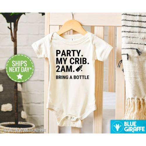 Party at My Crib Bodysuit Funny Baby Clothes Cute Bodysuit - Etsy