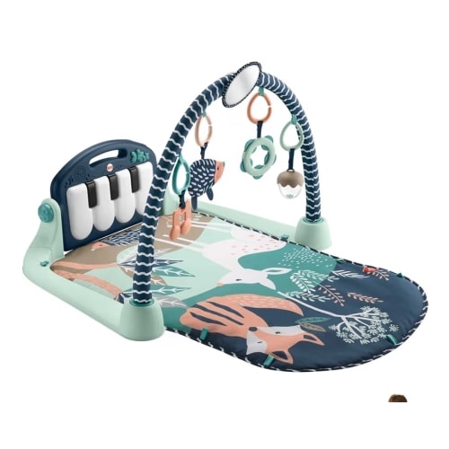 Fisher-Price Baby Playmat Kick & Play Piano Gym with Musical and Sensory Toys for Newborn to Toddler, Navy Fawn