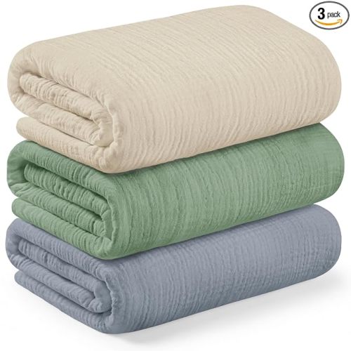 3-Pack Muslin Swaddle Blankets for Newborns Boy,Girl – 40x40 Large Cotton Muslin Baby Blanket, Nursery Swaddling, Neutral, Soft, Breathable, Light Infant Baby Receiving Cover (Slate, Petite)