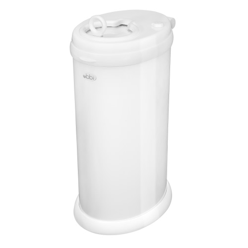 Ubbi Steel Diaper Pail, Hands Free Disposal System, Odor Locking, No Special Bags Required, White