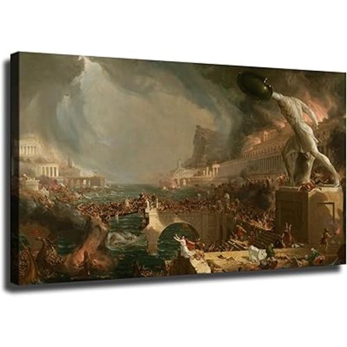 The Fall of the Western Roman Empire Ruin by Thomas Cole Vintage Canvas Poster Wall Art for Living Room Bedroom Wall Art Printins Wall Decor Gift (24x36inch-No Framed)