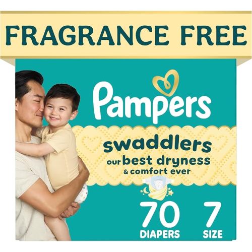 Pampers Swaddlers Diapers, Size 3 (13-26 lbs), 78 Count, Fragrance Free, Hypoallergenic, Absorbent, Pediatrician Recommended, Skin Safe