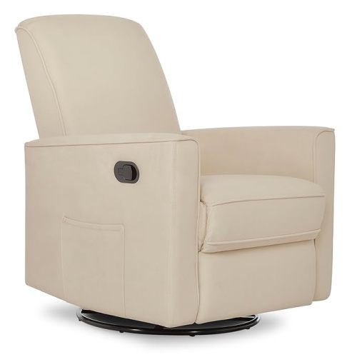 évolur Raleigh Upholstered Manual Glider Recliner– Rocking & 360° Swivel with Smooth Glide – Greenguard Gold & FSC Certified – Modern Nursery and Living Room Chair in Shell