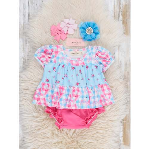 Angel Bloom Floral Plaid Bloomers Outfit