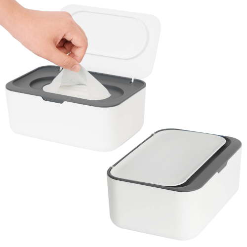 2 Pack Wipes Dispenser, Wipe Holder for Baby & Adult, Refillable Wipe Container, Keeps Wipes Fresh, One-Handed Operation. Non-Slip, Easy Open/Close Wipes Pouch Case(2 Grey)