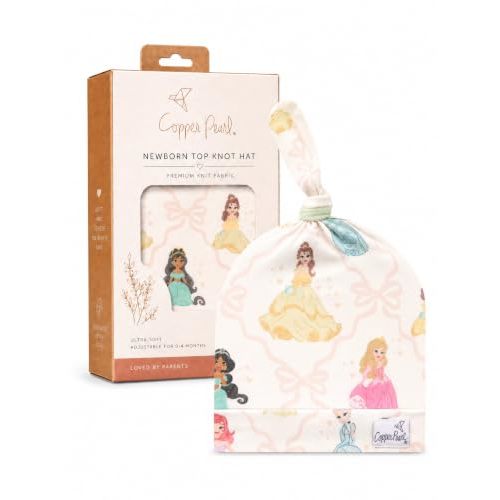 Copper Pearl Baby Beanie Hat Top Knot Stretchy Soft Disney Princess