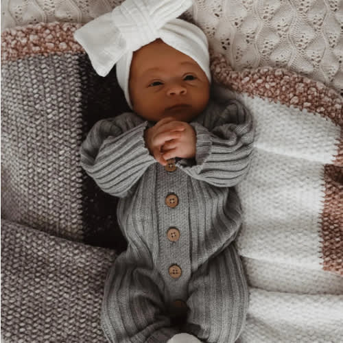 Little B's Chunky Rib Baby Jumpsuit - Heather Gray