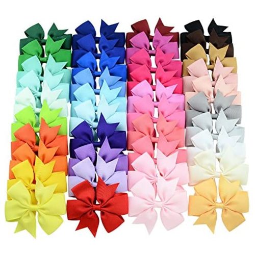 40 Pcs 3 inch Grosgrain Ribbon Baby Girls Hair Bows Alligator Clips Hair Accessories for Infants Toddlers Kids Teens (Color(1-40) 40Pcs)