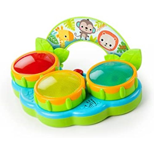 Bright Starts Safari Beats Musical Drum Toy with Lights, Ages 3 Months +, Multi