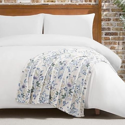 Lucky Brand Wildflower Purple Floral 50"x70" Cozy Plush Blanket - Premium Microfiber Throw for Luxurious Comfort and Style