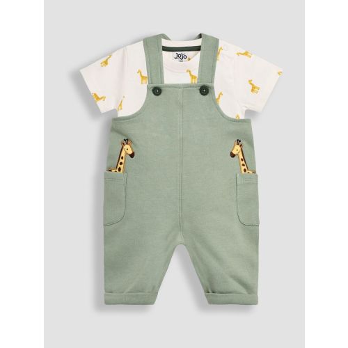 Green Giraffe 2-Piece Pocket Dungarees & Top Set