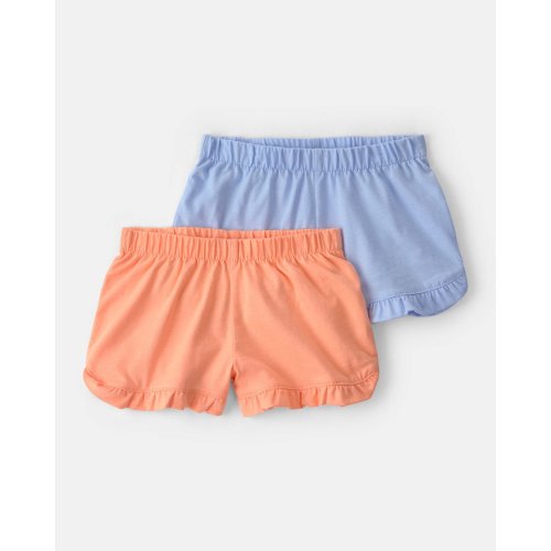 Baby Girl 2-Pack Flutter-Hem Fashion Shorts - Orange/Blue | Carter's