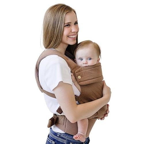 Ava & Oliver Essential Baby Carrier – Ergonomic, Hip-Healthy Soft Structured Carrier for Infants & Toddlers (7–35lbs) - Front and Back Carry, Breathable Fabric, Stylish & Lightweight (Coffee)