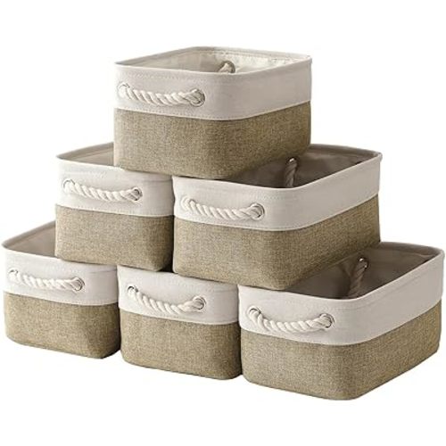 Small Storage Baskets for shelves,Fabric Storage Baskets for closet,rectangular Collapsible baskets for organizing clothes,books,gifts