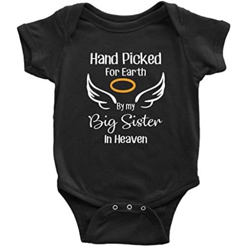 Newborn Infant Baby Rompers Hand Picked for Earth by My Big Sister in Heaven Summer Winter Bodysuit