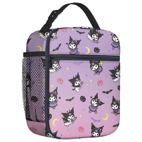 For Kuromi Cartoon Theme Insulated Lunch Box,8.66x4.33x10.24 inch Water Resistant Lunch Bag,Portable Reusable Lunch Bag Tote Suitable for Work,Picnic and Camping Trips