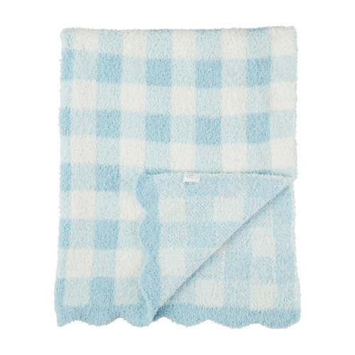 Mud Pie Blue Gingham Luxe Chenille Baby Blanket