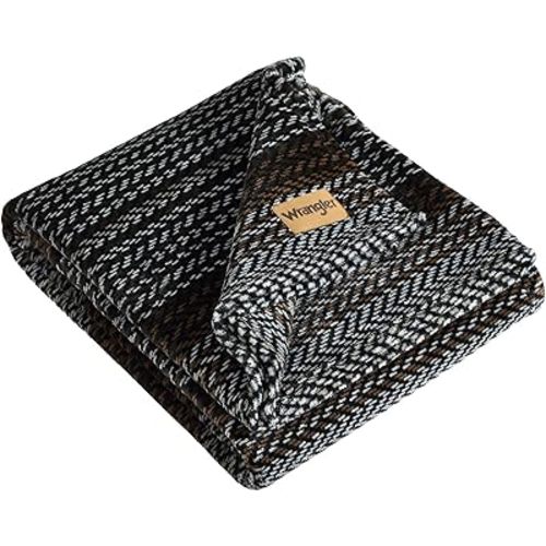 Wrangler - Blanket, Super Soft Plush Fleece Bedding, Yellowstone Inspired Throw Blanket for Couch or Bed (Nash Stripe Brown, 50" x 60")