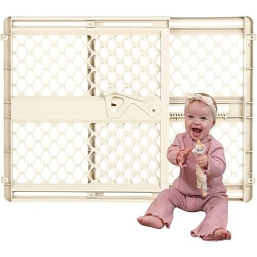 Toddleroo by North States - Supergate Ergo Baby Gate: Plastic Baby Gate for Stairs & Doorways - Adjustable Indoor Safety Gate - Made in USA - 26 to 42 Inches Wide - 26 Inches Tall - Ivory