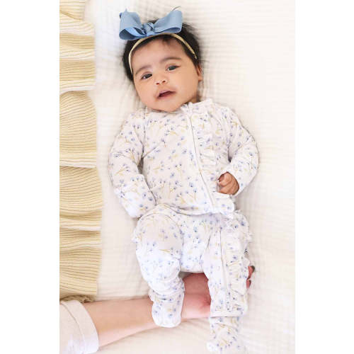 Blake's Blooms Bamboo Waffle Ruffle Zipper Footie