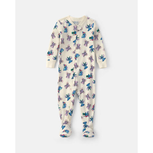 Baby 1-Piece Disney© Stitch Christmas 2-Way Zip 100% Cotton Snug Fit Footed Pajama - Ivory | Carter's