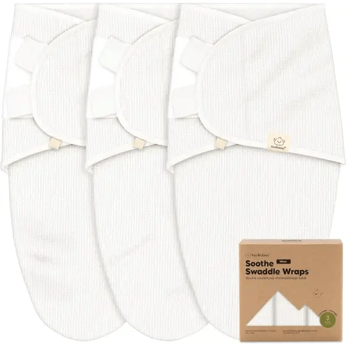 3-Pack Organic Swaddles for Newborns, Baby Sleep Sacks 0-3 Months - Baby Swaddle Wrap, Newborn Wearable Blanket, Infant Sleep Sack for Girls, Boys, Soft & Snug, Large Hook & Loop Closure (Soft White)