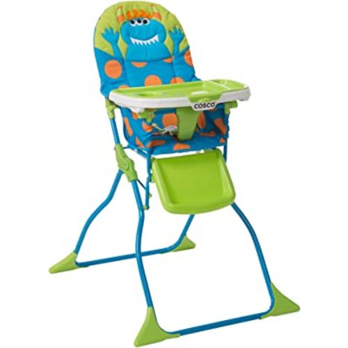Cosco Kids Simple Fold Folding High Chair for Babies and Toddlers (from 6 Months to 50 lbs) Simple Fold Deluxe with 3-Position Tray, Portable High Chair, Monster Syd