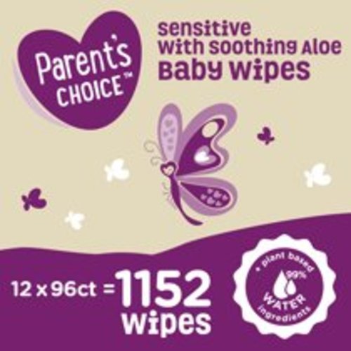 Parent's Choice Sensitive with Soothing Aloe Baby Wipes, 12 packs of 96 (1152 count)
