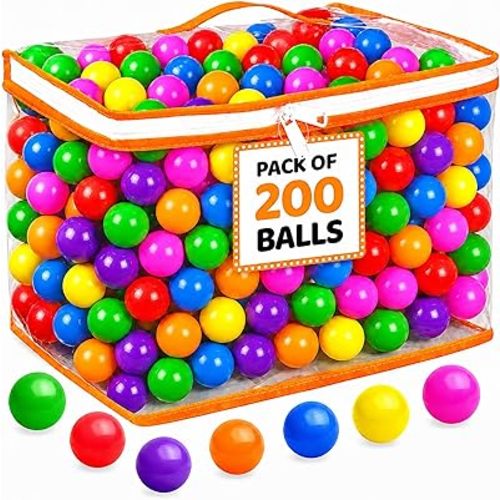 Ball Pit Balls for Toddlers with Storage Bag - 7 Bright Colors, Crush Proof, Great Play Toys for Tents, Pools, and Party