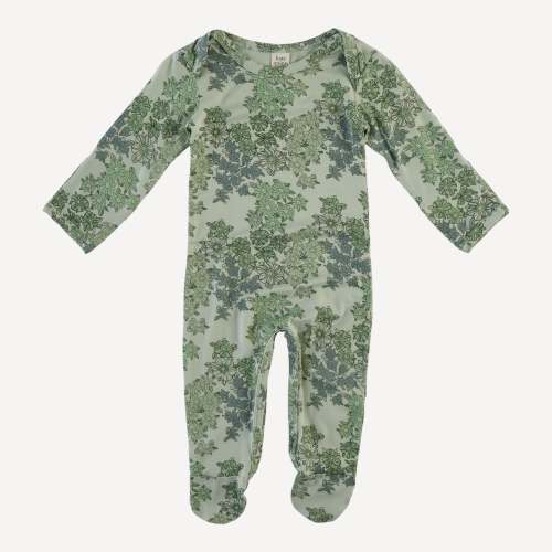 long sleeve lap neck footie | jade wildflower | bamboo – kate quinn