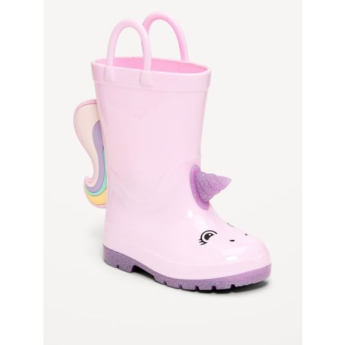Tall Unicorn-Graphic Rain Boots for Toddler Girls (Size 10)