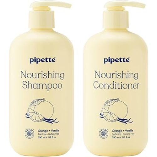Pipette Daily Nourishing Shampoo and Conditioner Duo, Clean, Tear-Free Shampoo For Kids, Detangling Conditioner For Kids, Sulfate-Free, Paraben-Free, Silicone-Free, Hypoallergenic, Non-Toxic
