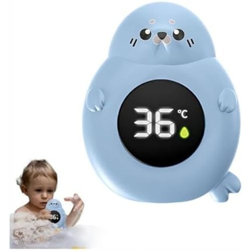 Baby Bath Thermometer, Instant-Read Baby Bath Thermometer, Cute Floating Seal Water Thermometers, Easy Reading Temperature 3 Color Changing for Bathtub Temperature Measure (Blue 1pcs)
