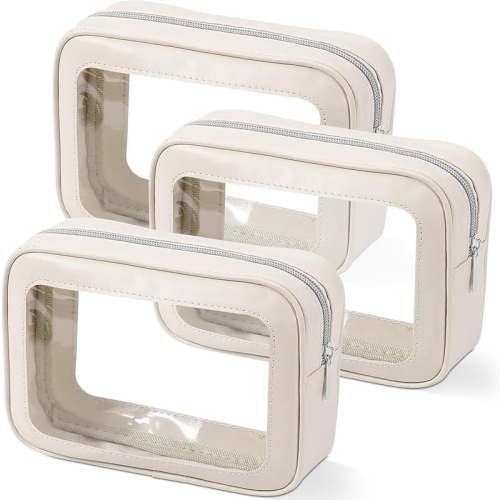 3PCS Diaper Bag Organizer Pouch Set, TSA Approved Toiletry Bag,Clear Waterproof TPU Makeup Bag Set Travel Organizer Bags for Women and Kids