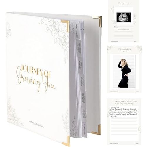 Pregnancy Journal for Women - Gender Neutral Baby Book Keepsake with Organized Tabs, Notes Section, Photo Pocket, & Detailed Prompts, Pregnancy Scrapbook